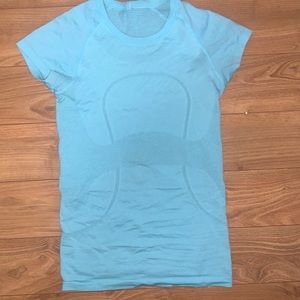 Light blue lululemon swiftly tech short sleeve top